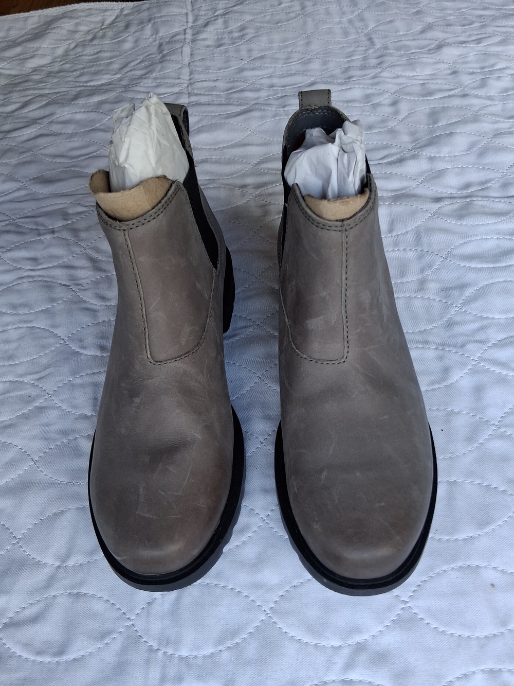 Sorel Emelie II Chelsea WP Waterproof Boots Gray Quarry Womens Size 8